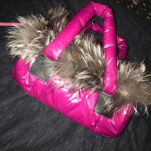 Pink Fur Puffer Bag